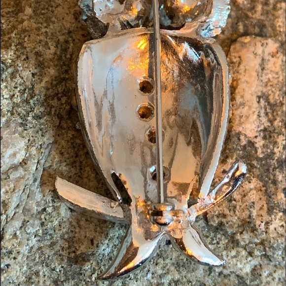 Vintage Silver Tone Emerald Green Eyed Owl Pin Brooch Costume Jewelry - Picture 5 of 5